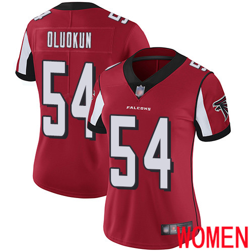 Atlanta Falcons Limited Red Women Foye Oluokun Home Jersey NFL Football #54 Vapor Untouchable->women nfl jersey->Women Jersey